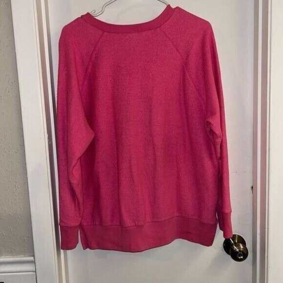 PINK Victoria Secret Barbie Pink Crew Neck Fleece Pullover Sweater Size Small - Picture 5 of 8